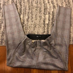 Zara High-Rise Checkered Jogging Pants